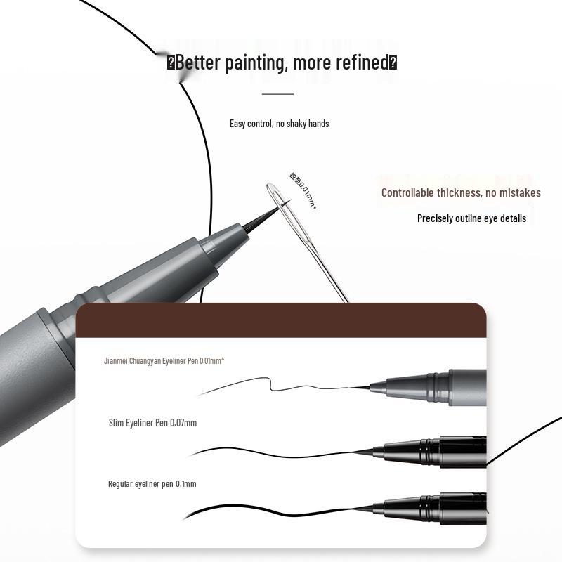 Jianmei Chuangyan Brown Eyeliner Pen: Ultra-Fine, Smudge-Proof, Waterproof, Sweat-Proof, Long-Lasting, Ideal for Beginners