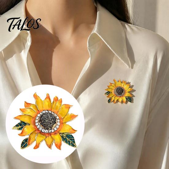 Alloy Floral Brooch Rhinestone Sunflower Brooch, Decorative Lapel Pin for Men Daily Wear Women, Jewelry Accessory Coats Dresses Scarves