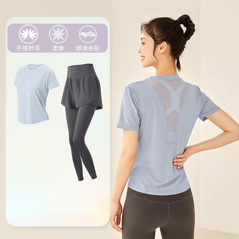 Tennis suit women's short-sleeved training clothes outdoor running quick-drying clothes thin badminton T-shirt fitness clothes