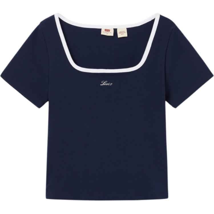 

Levis Удобная Простая Вязаная Повседневная Футболка с Квадратным Вырезом и Короткими Рукавами Женские Топы 0019T-0004 XS