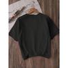 Kids Cartoon Black Cat Eating Instant Noodles Graphic Crewneck Short Sleeve T-Shirt