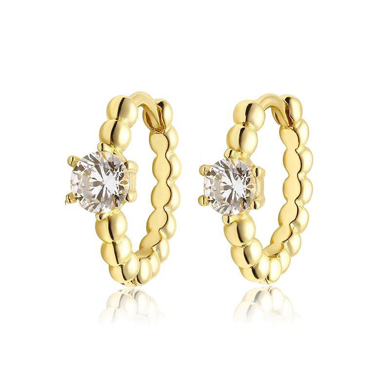 Huitan Chic Small Hoop Earrings with CZ Fashionable Earrings for Women Daily Wear Low-key Temperament Lady’s Accessories Jewelry