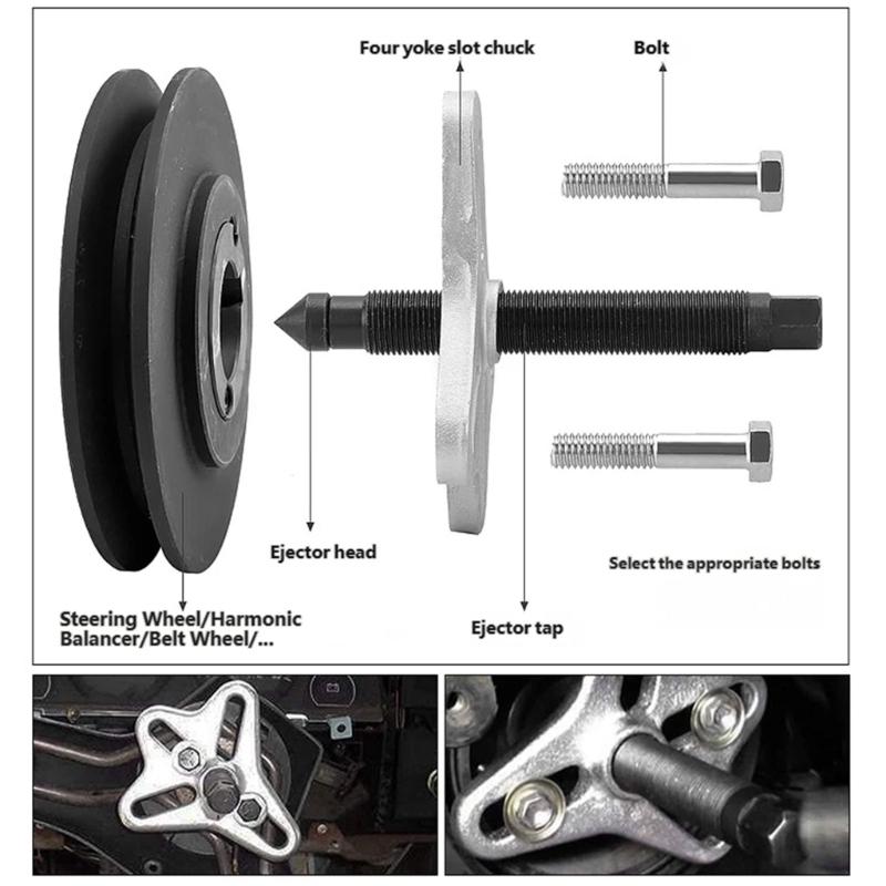 Manual Column Wheel Extraction Set, 46-Piece Automotive Tool Selection with Assorted Connection Bolts, Washers and High-Carbon Metal Items for Garage