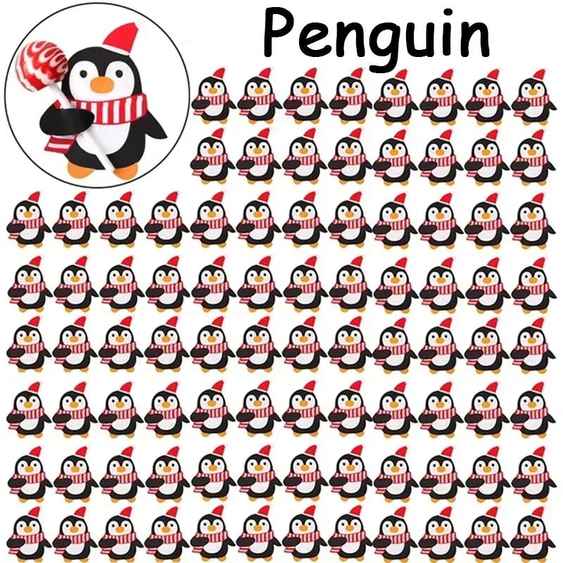 

1000/25PCS Christmas Lollipop Paper Cards Cartoon Santa Claus Penguin Snowman Candy Package Wrapping Card New Year Party Decor 25PCS