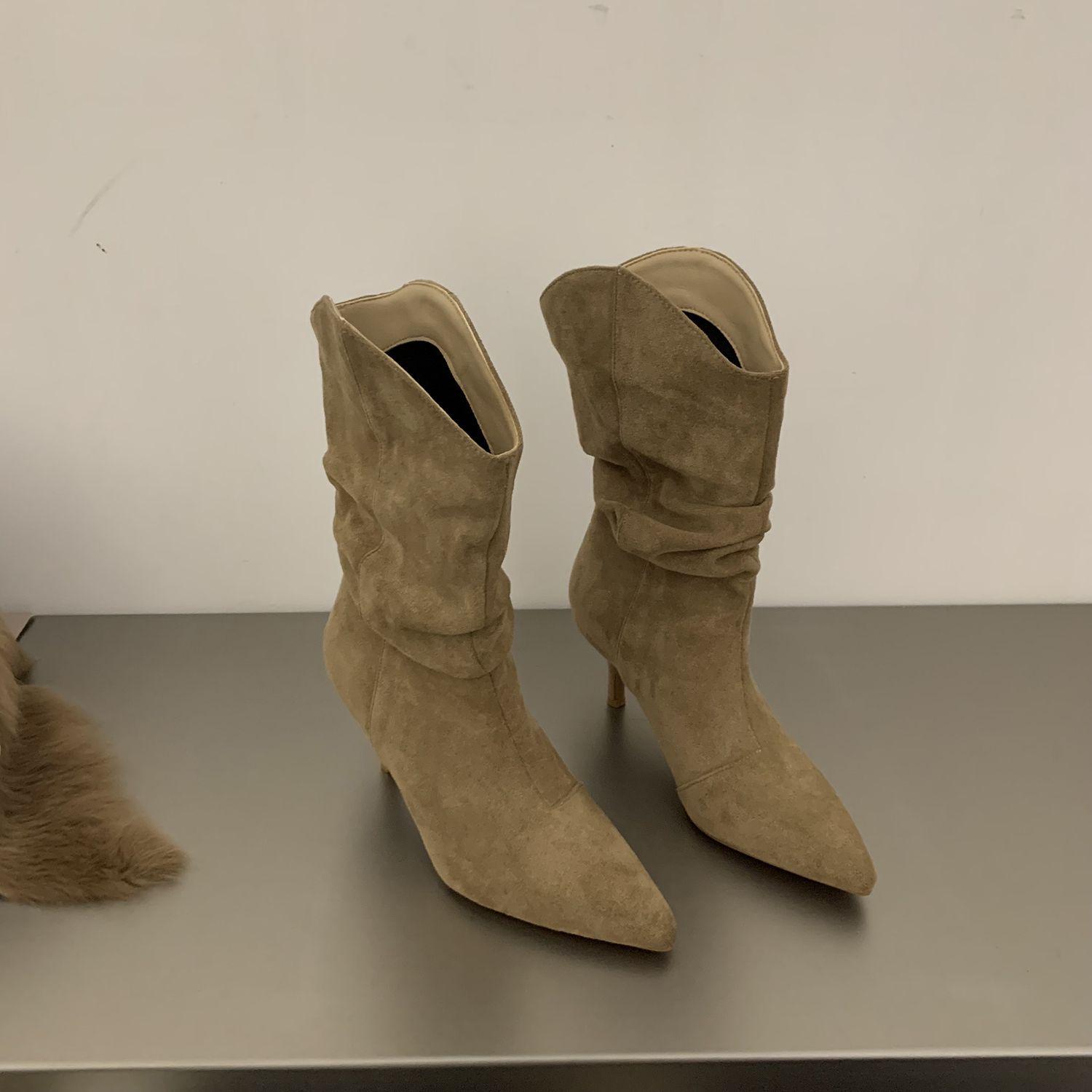 

Женские ботильоны с острым носком - Французский стиль, Трендовые ботинки Мартин 2025 EU 39