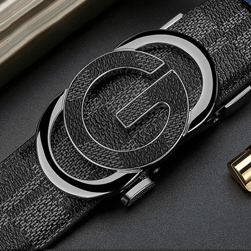 

Мужской ремень Автоматическая пряжка Ремень из натуральной кожи Универсальный модный ремень высокого класса для молодых мужчин Мужчины 130cm