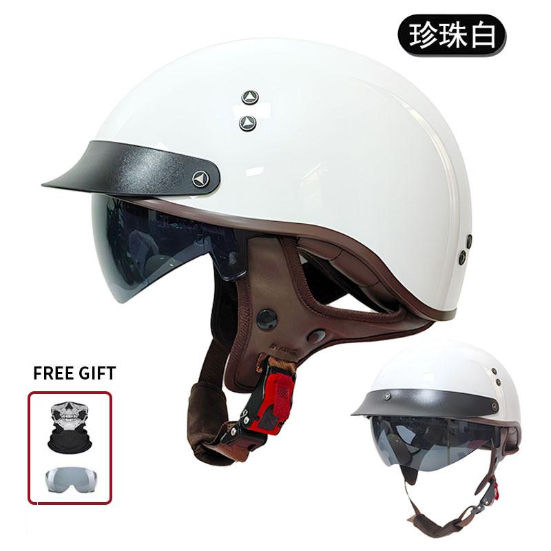 

2025 new classic retro motorcycle helmet Lightweight ABS cruise half helmet with goggles for men and women in four seasons. M