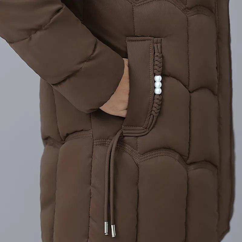 Jachete de Mamă Iarnă Jachete Îngroșate pentru Femei Jachete Parka din Bumbac cu Puf cu Glugă Matlasate Lungi cu Buzunare Palton pentru Femei de Vârstă Mijlocie