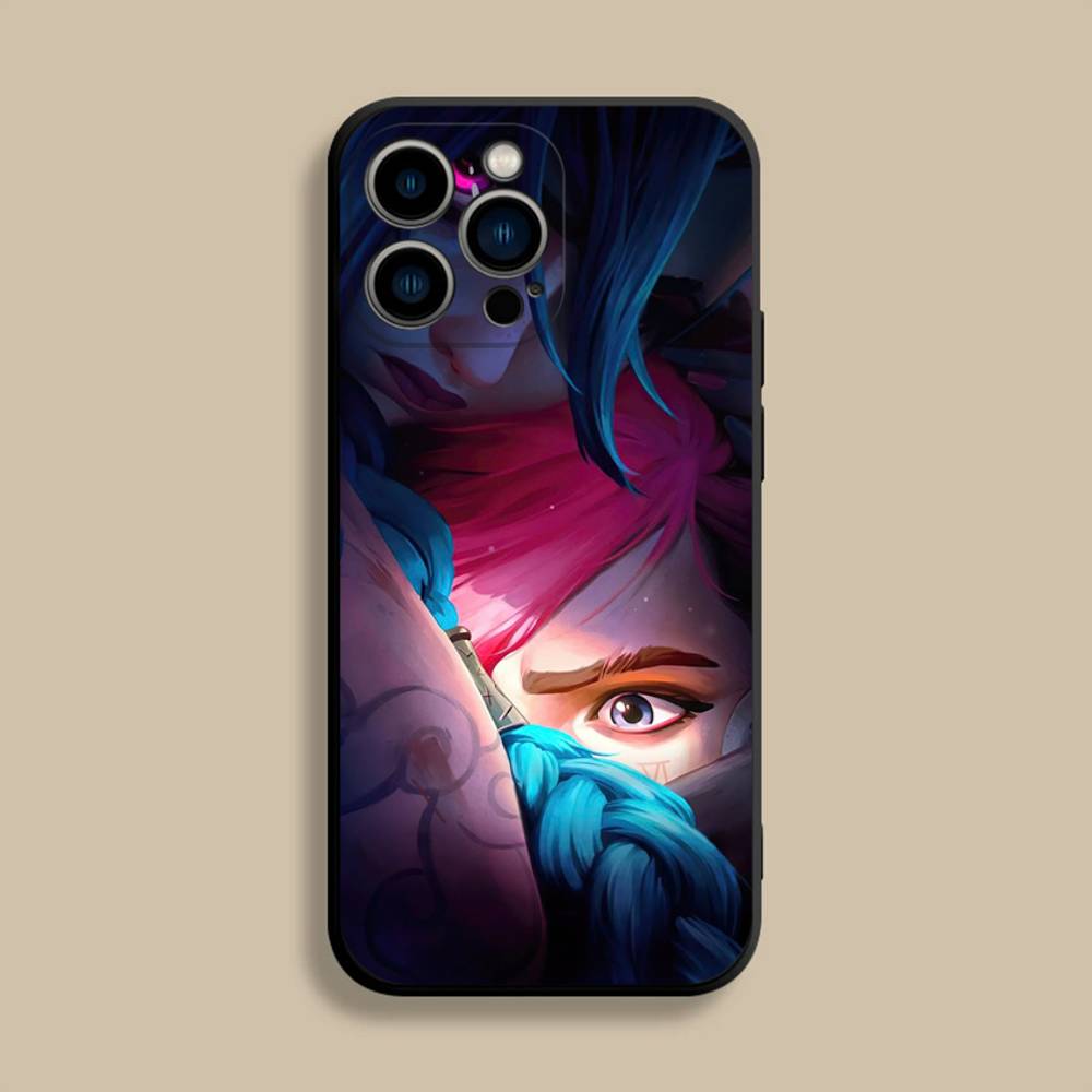 Anime Arcane Jinx Vi Phone Case For iPhone 17,16,15,14,13,12,Pro,Max,Plus,E,SE4,Air,Mini Black Soft Cover