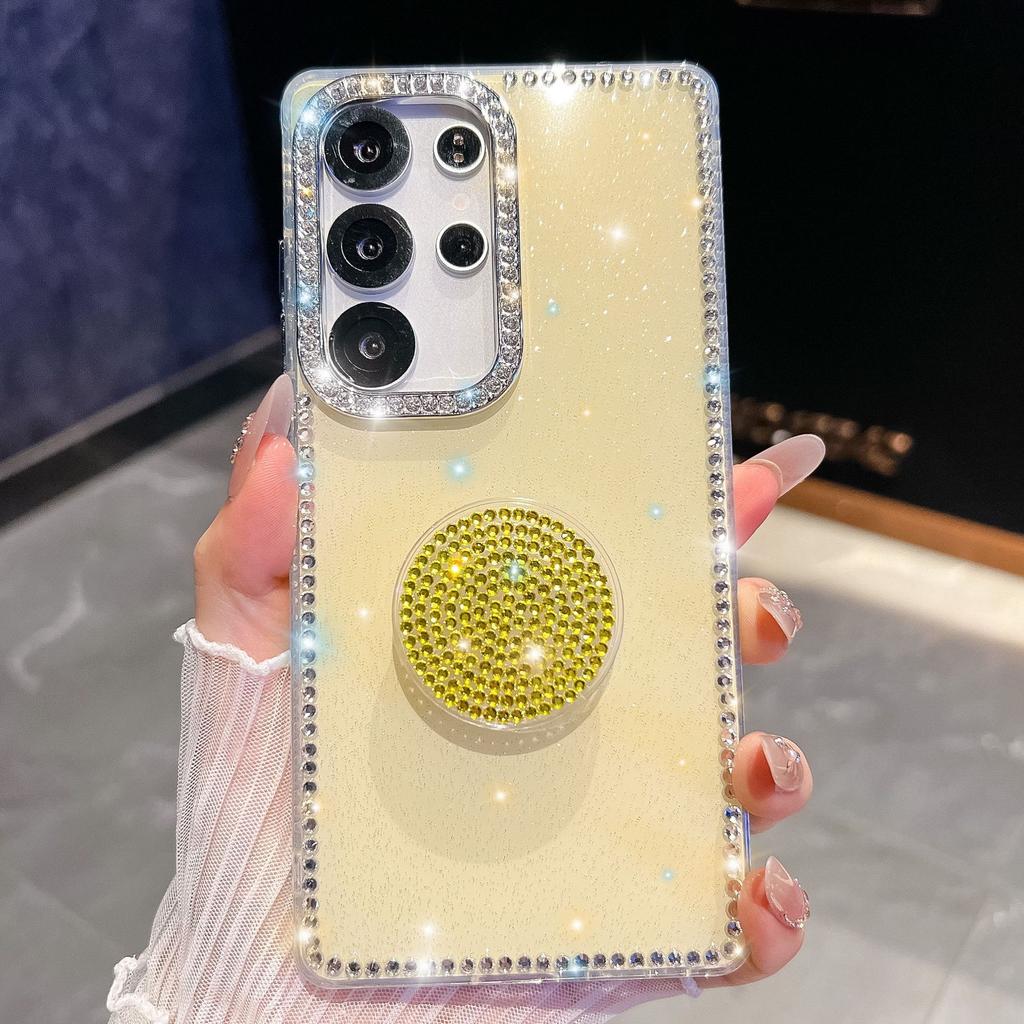 Gem Love Stand Is Suitable for Samsung S25 Ultra Mobile Case Flash Diamond S24 Flash Powder A56 Fashion A17