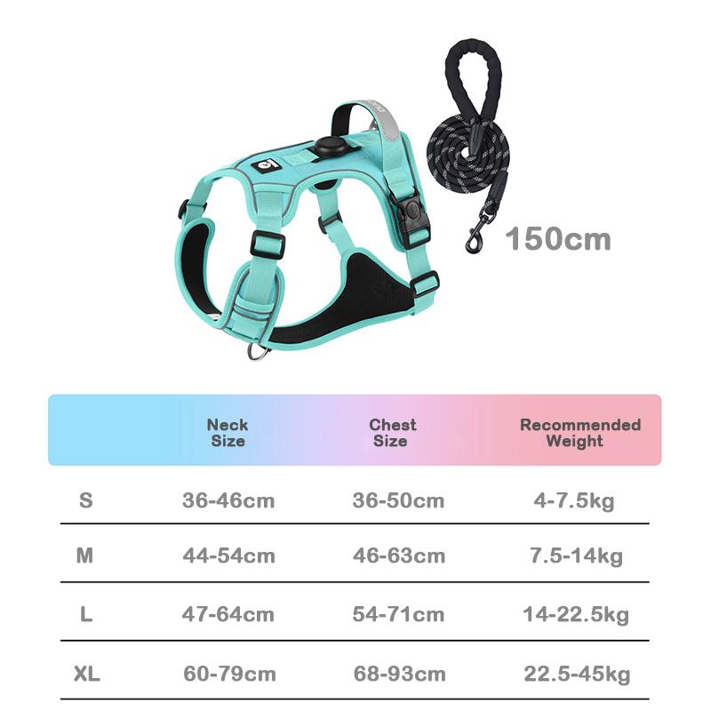 No-Pull Dog Harness for Large Dogs with GPS Tracker Slot Heavy Duty Reflective Adjustable Pet Vest Harness for Outdoor Walking