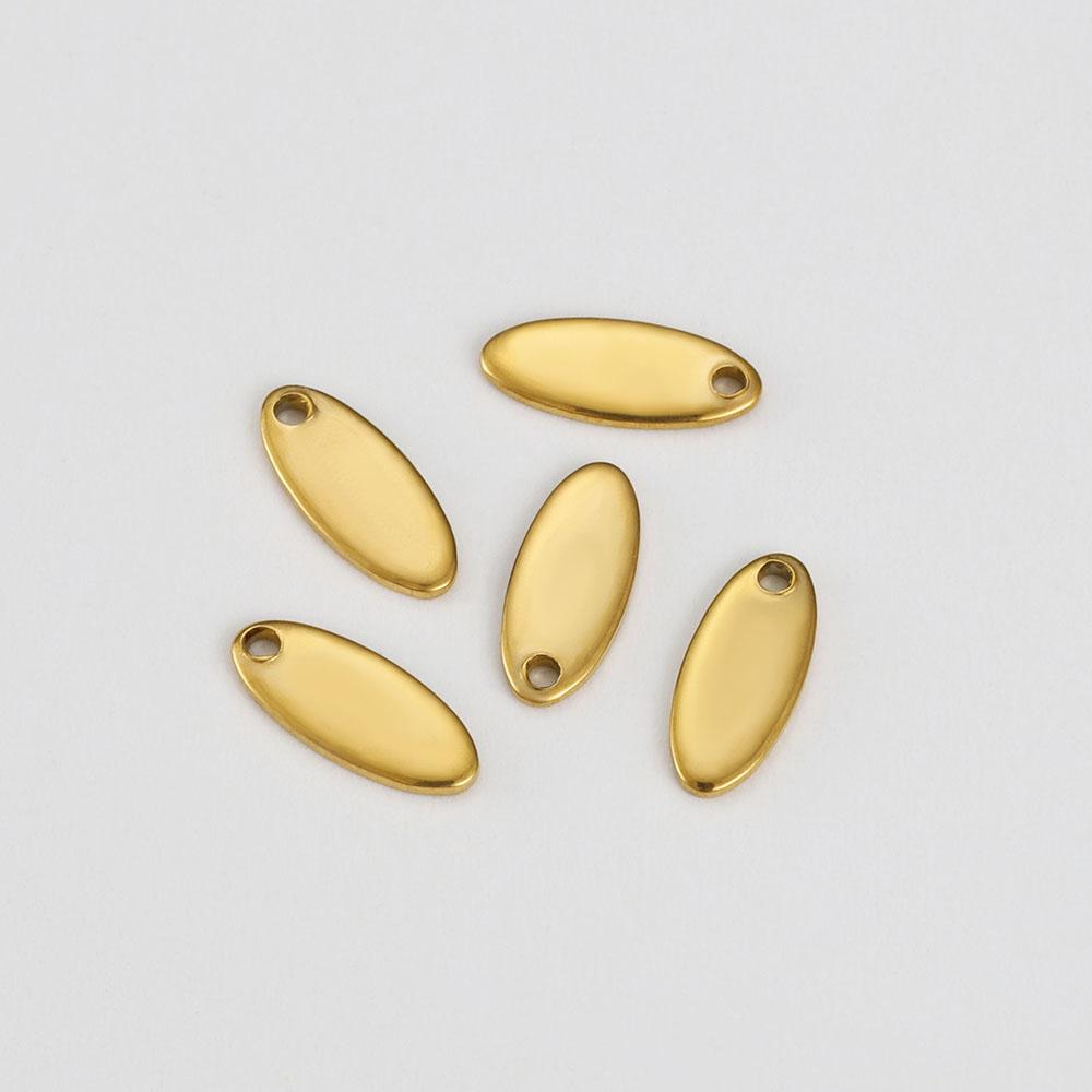 20pcs Oval Gold Stainless Steel Blank Tags Charms Pendants DIY Bracelet Charm Jewelry Making Finding Components Wholesale