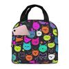 Colorful Cat Heads With Bright Star Insulated Lunch Bag for Women Cooler Thermal Food Box Tote Portable Lunch Boxes Container
