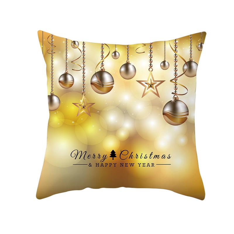 Gold Christmas Throw Pillow Cover Christmas Gold Ball Sofa Home Decoration Cushion Cover