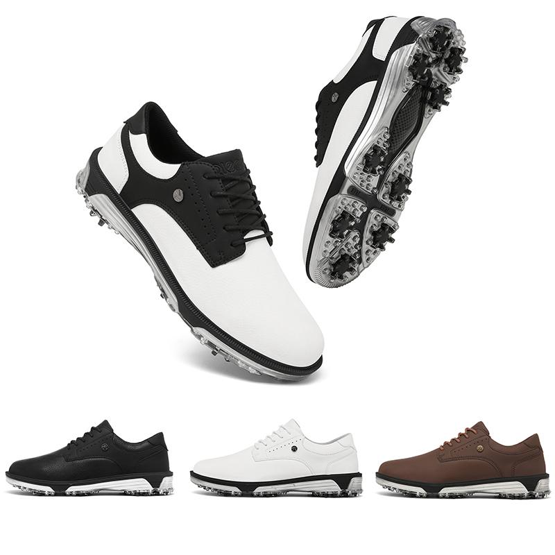 Nepromokavé golfové boty Pánské ležérní sportovní boty Prodyšné tréninkové tenisky Kožené golfové tenisky Protiskluzové hroty Golfové trenažéry