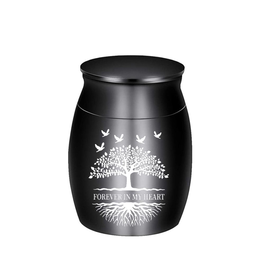 

Питомец Древо Жизни Урна Металлическая Мемориальная Банка Кот Собака Похоронные Товары Герметичная Предотвращает Попадание Воды Легко Носить Урны для Прах Питомец 40x30mm чёрный