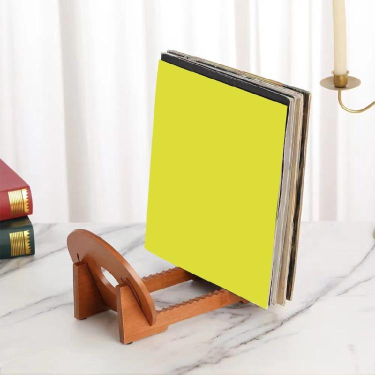 Arch Back Storage Shelf Natural Wood Display Stand Can Holds 50 Albums Protects Against Warping Damage