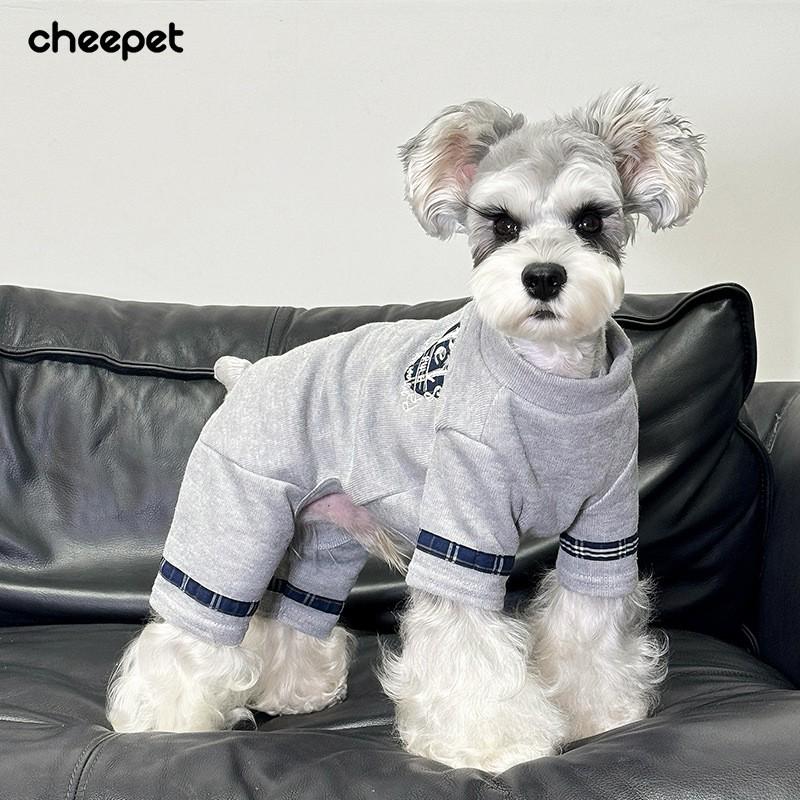 Winter Warm Pet Sweater Small Dogs - Cotton Knit Turtleneck Four-Legged Coat With Plaid Patchwork Embroidery