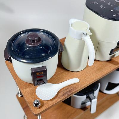 2Pcs Dollhouse Mini Rice Cooker Rice Spoon 4Cm Rice Shovel Simulated Spoon Model Kitchen Kitchenware Cooking Toy