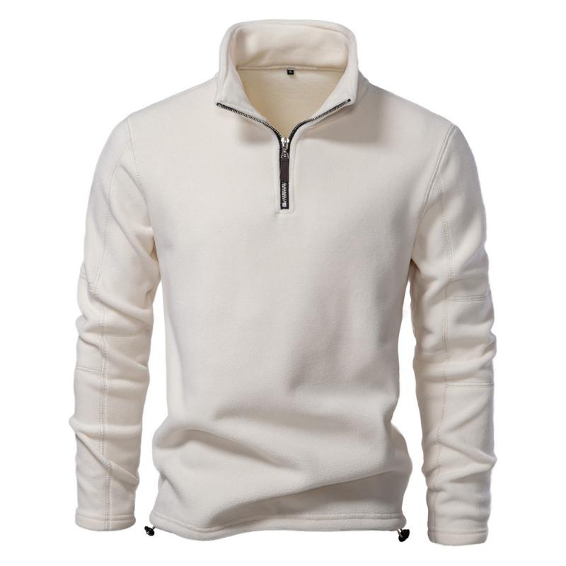

Men’s Stand Collar Half Zip Fleece Pullover XXL білий