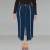 Plus Size Denim Skirt Women Long Flowy A-Line With Fringe Detail Streetwear Midi Maxi 1XL 2XL 3XL 4XL 5XL