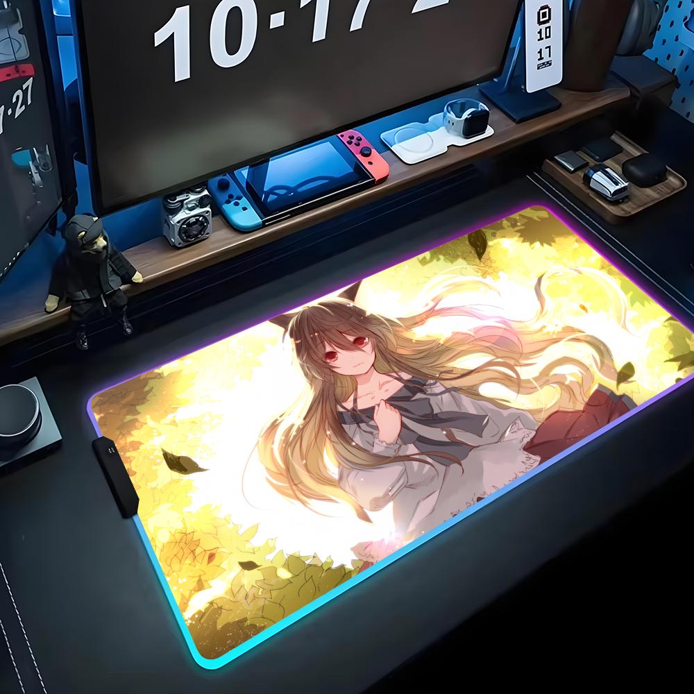 imaizumi kagerou Mouse Pad RGB Gaming Mousepad Big LED Pad PC Desk Mat Luminous Mouse Pad Large Keyboard Mats Table Rug With