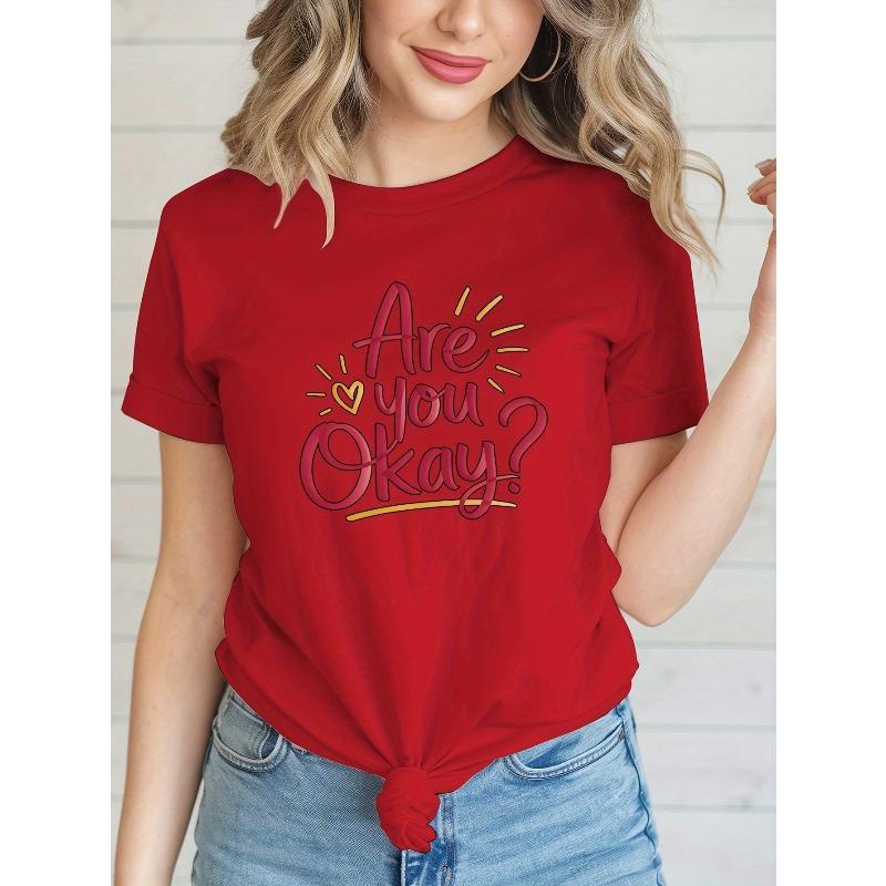 Casual Round-Neck T-Shirt for Women Featuring a Trendy Print, Perfect for Spring And Summer Wear