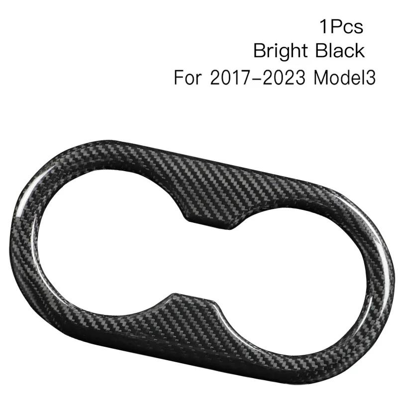 

For Tesla Model 3 Y 100% Real Dry Carbon Fiber Rear Seat Cup Holder Sticker Cover Back Panel Trim Car Decoration Modification Bright carbon Model3