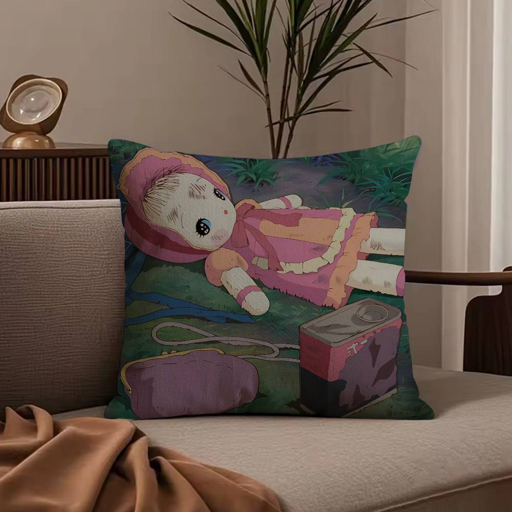 G-Grave of the Fireflies Pillow Case Anti-dustmite Pillowcase Invisible zipper silky short plush Sofa cushion cover