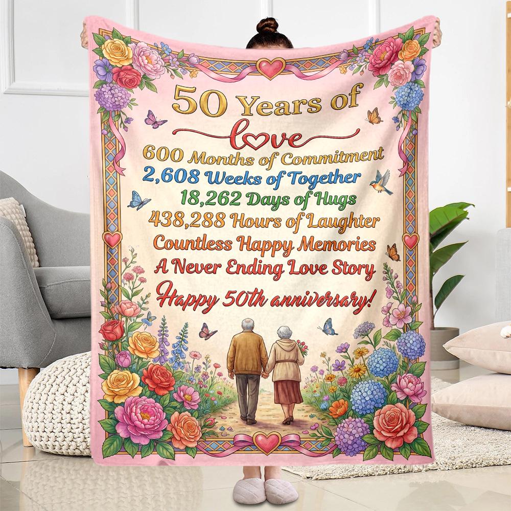 50th Anniversary Celebration Blanket Ultra-Soft Perfect for Sofa Livingroom Bedding All-Season Use Warmthful Decor