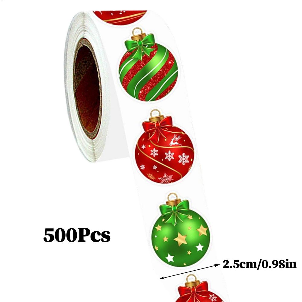 

Merry Christmas Stickers Red Green Decals Colorful Balls Christmas Stickers Roll For Scrapbook Stationery Crafts Greeting Cards 500 sheetsroll