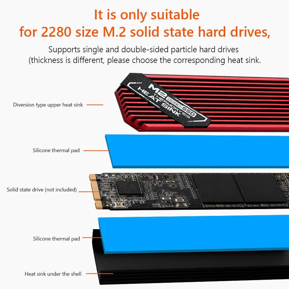 M.2 SSD NVMe Heat Sink M2 2280 Solid State Hard Disk Aluminum Heatsink Gasket with Thermal Silicone Pad PC Accessories