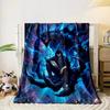 A Hooded Figure Sits On a Claw, Surrounded by Glowing Blue Energy and a Beast. for All Seasons Blanket Lunch Break Throw Gift