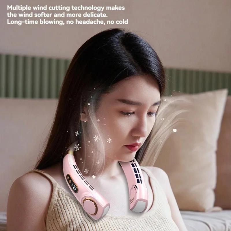 2024 New Outdoors Portable Halterneck Fan USB Handheld Silent Multi- Bladeless Mini Electric Hanging Neck Fan Usb Ceiling Fan