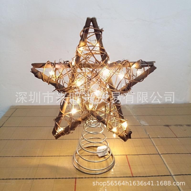 Christmas Soil Vine Spring Pentagram Tree Top Decoration, Christmas Atmosphere Decoration Home Desktop Ornament