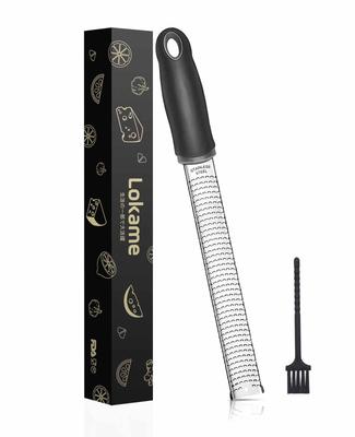 Lokame Grater, Cheese Grater, Grater for Parmesan Cheese, Chocolate, Garlic, Lemon, Ginger, Zester Grater (Black)