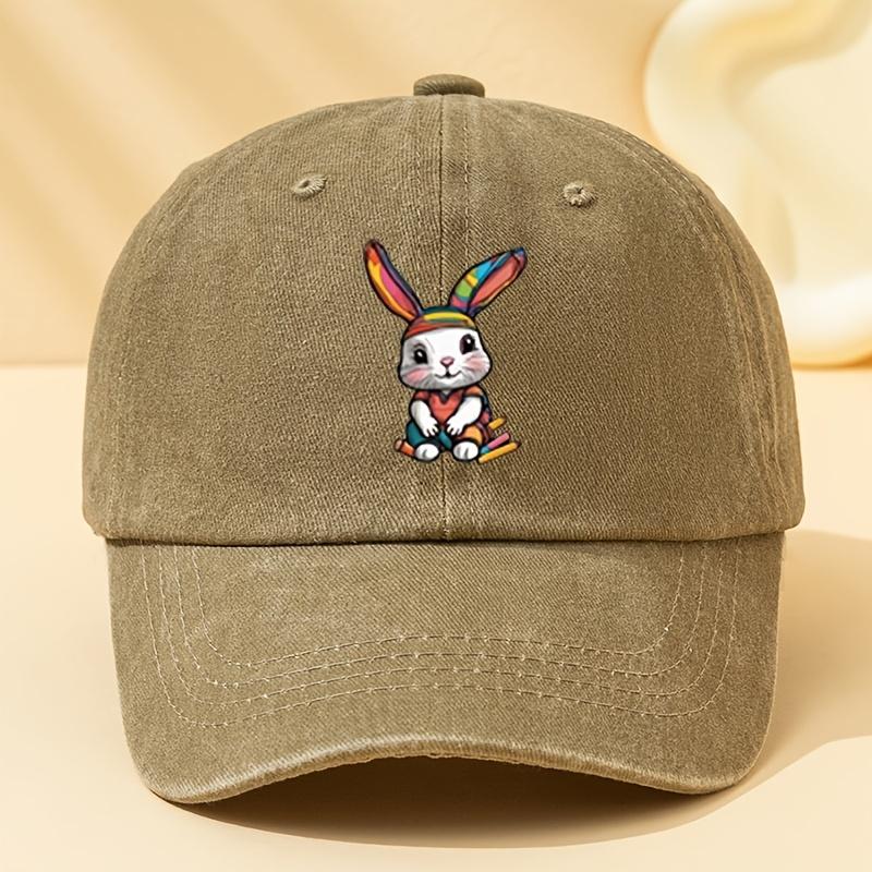 A Rainbow Rabbit Print Baseball Cap Unisex and Versatile for All Styles This Classic Vintage Washed Outdoor Lightweight Curved