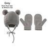 1-4 Years Fleece Lined Winter Earflap Beanie Hat Kids Hat Gloves Set Pom Pom Hat Mittens
