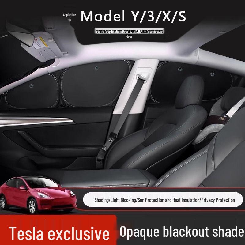 Tesla Model 3/Y Privacy Sunshade: Opaque Side Window Protection with Suction Cup - Heat Insulation & Anti-Peeping