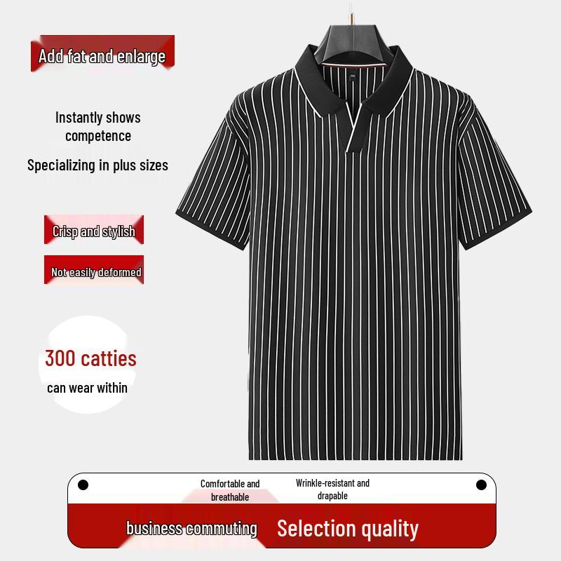 Polo a righe con scollo a V da uomo taglie forti