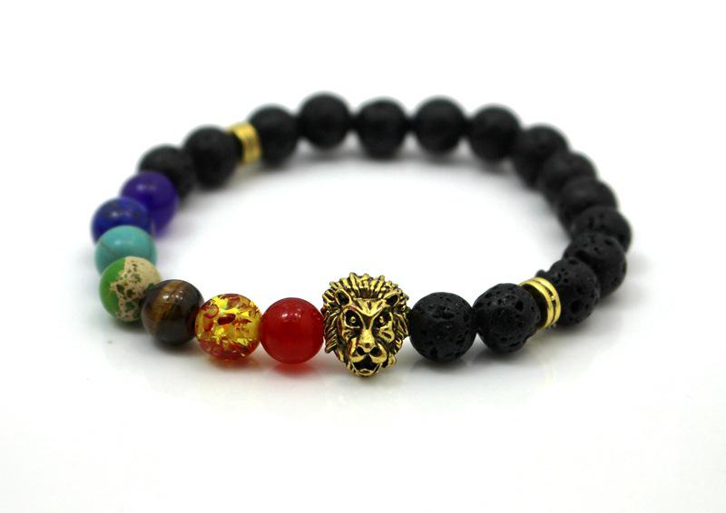 Colorful Agate & Lava Stone Buddhist Prayer Beads Bracelet, 8mm Natural Energy Stones