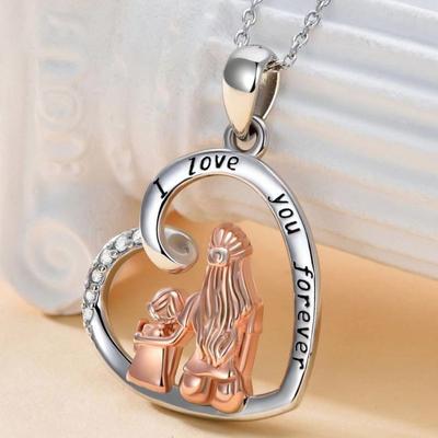 Heart-shaped Mother's Day Mother-daughter Necklace Two-color Fashion Collarbone Chain
