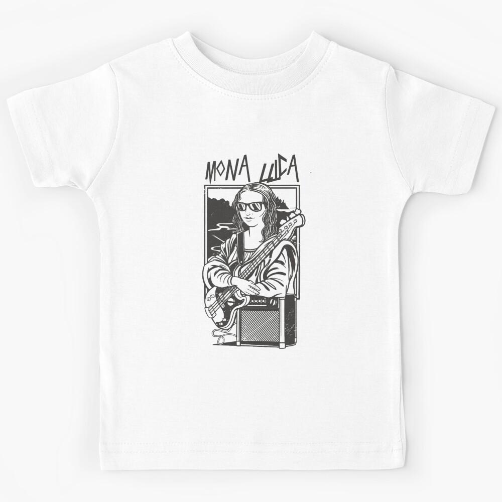 Mona Lisa with Electric Guitar Kids T-Shirt 140