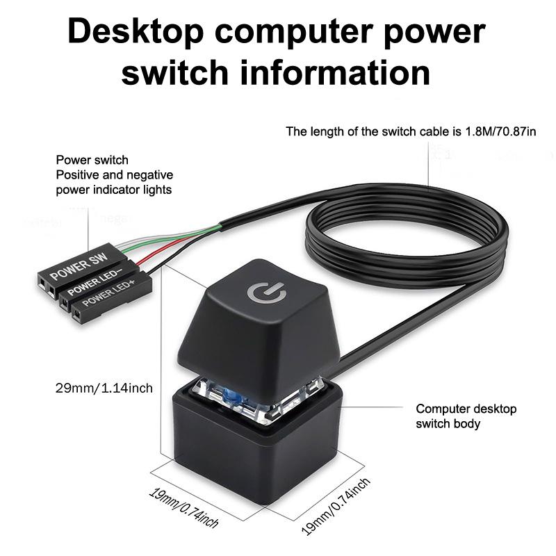 Comutator PC Desktop 2M Lumini LED Placă de bază PC Buton Extern de Pornire/Oprire Cablu de Extensie Pentru Acasă Birou