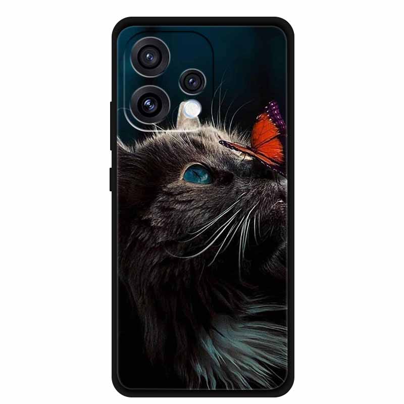 For Oppo Reno15 5G Case 6.59" Cute Cat Balck Edge Soft Silicone Wolf Phone Back Cover For Oppo Reno 15c 5G Protective Lion Funda