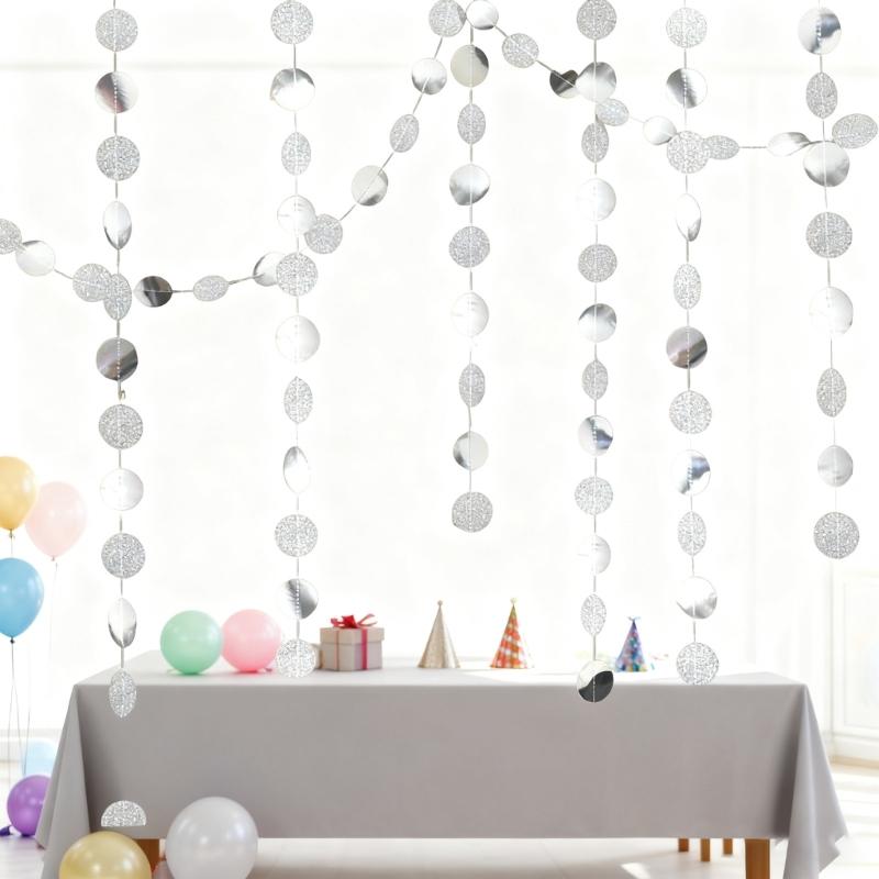 Shimmering Glitter Circle Party Decorations Garlands Bunting Banners Photo Props Durable Paper