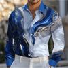 Men's Marble Printed Long Sleeve Shirts Casual Cardigan New Button Holiday Fashion Shirts