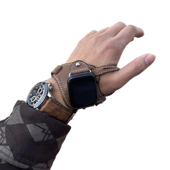 Cyklistický řemínek na hodinky Kompatibilní pro Apple Watch Series Nastavitelný Vintage Faux Leather Náramek na chytré hodinky Náhradní