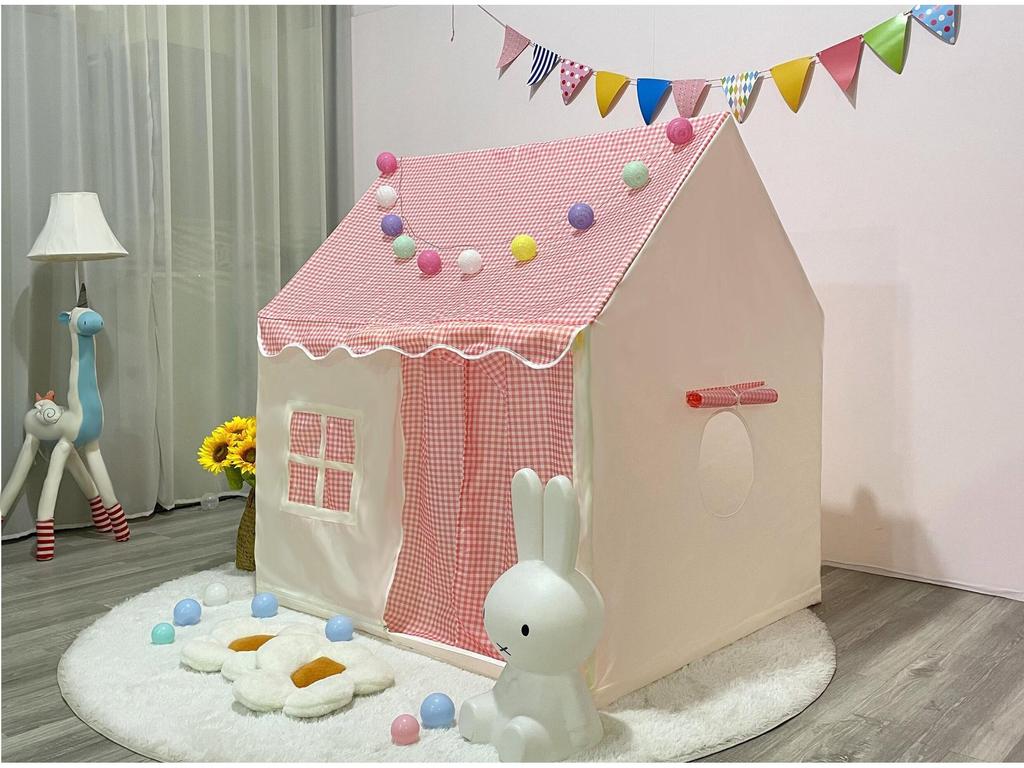 Plaid Indoor Play Tent for Kids - Pretend Play House for Boys and Girls