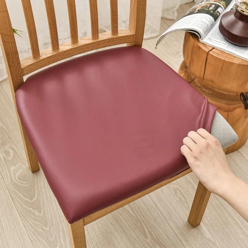 1pc Waterproof Pu Chair Cushion Cover For Kitchen Dining Room Leather Seat Cover Dining Room Chair Seat Cushion Cover